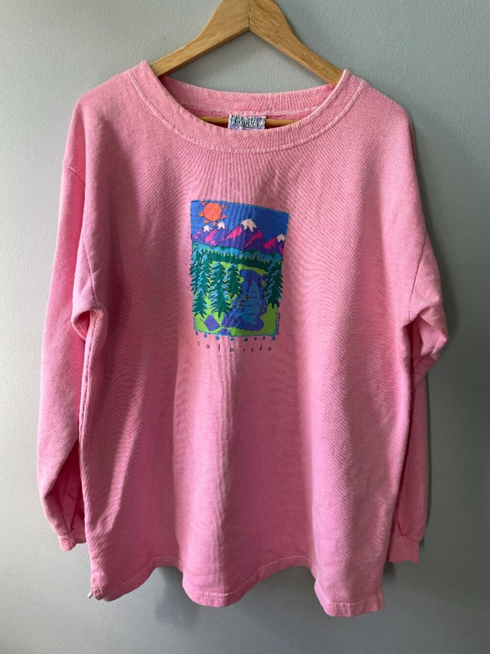 Vintage Fresh Produce Women’s Colorado Sweatshirt Size XL 100% Cotton Made In US